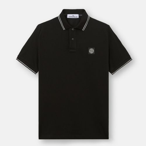Black Pique Cotton Polo Shirt - Stone Island - Modalova