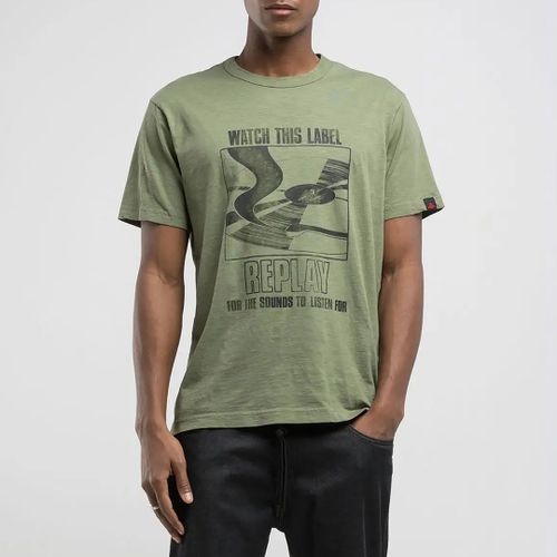 Khaki Record Jersey T-Shirt - Replay - Modalova
