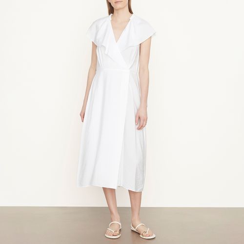 White Frill Detail Wrap Midi Dress - Vince - Modalova