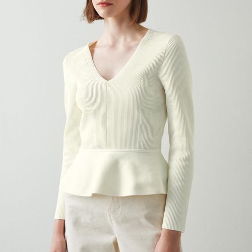 Cream Louise Peplum Knitted Top - L K Bennett - Modalova