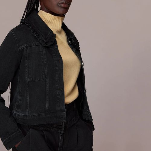 Black Frill Detail Denim Jacket - WHISTLES - Modalova