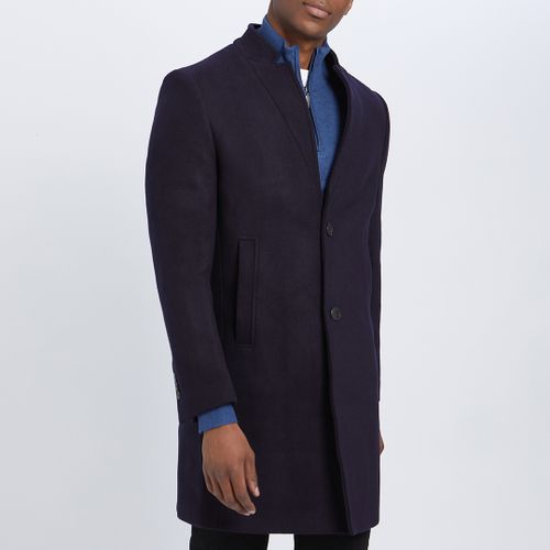 Navy Clemont Wool Blend Coat - Gianni Feraud - Modalova