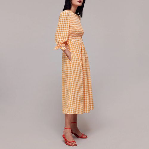 Gingham Check Shirred Cotton Dress - WHISTLES - Modalova