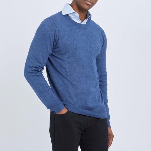 Denim Crew Neck Jumper - Gianni Feraud - Modalova