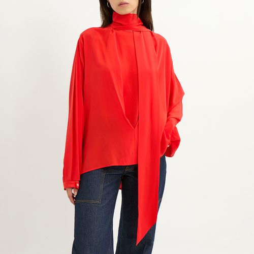 Red Scarf Neck Silk Blouse - Victoria Beckham - Modalova