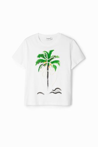 Hand-painted palm tree T-shirt - - L - Desigual - Modalova
