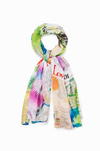 Foulard rectangular mapas collage - - U - Desigual - Modalova