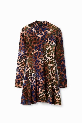 Vestido corto skater textura animal print - Desigual - Modalova