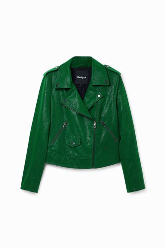Textured biker jacket - GREEN - XS - Desigual - Modalova