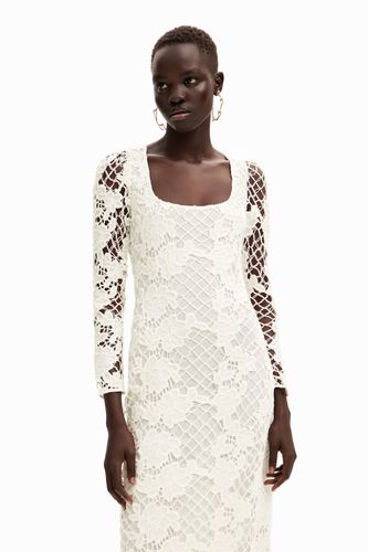 Vestido midi encaje - WHITE - XS - Desigual - Modalova