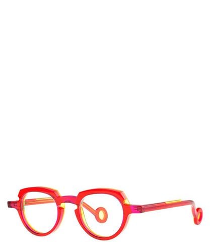 Eyeglasses ANDY 008 FUSHIA JELLY+TRANSPARENT FLUO LIGHT YELLOW - Theo - Modalova