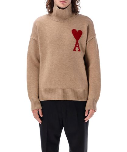 Red Ami de Coeur Roll-neck sweater - AMI Paris - Modalova