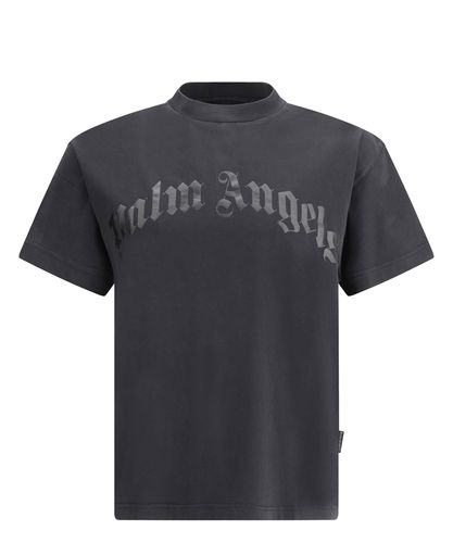 Curved Logo T-shirt - Palm Angels - Modalova