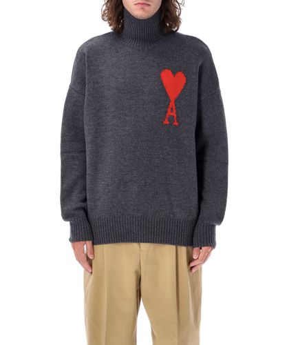 Red Ami de Coeur Roll-neck sweater - AMI Paris - Modalova