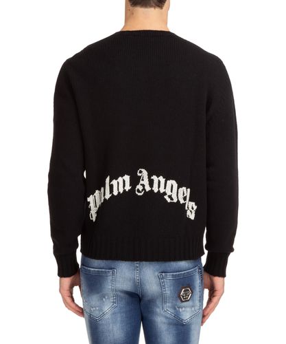 Curved Logo Sweater - Palm Angels - Modalova