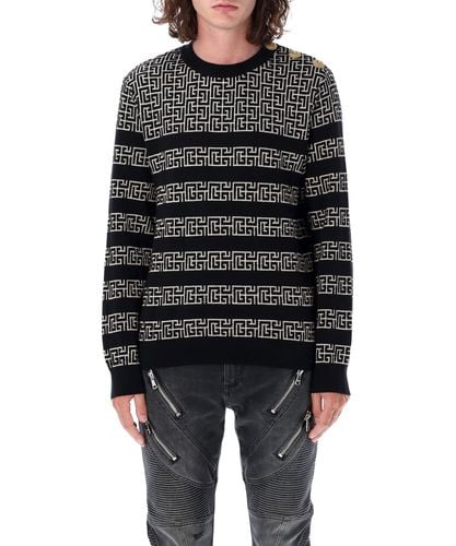 Maglione monogram monogram pb labyrinth - Balmain - Modalova