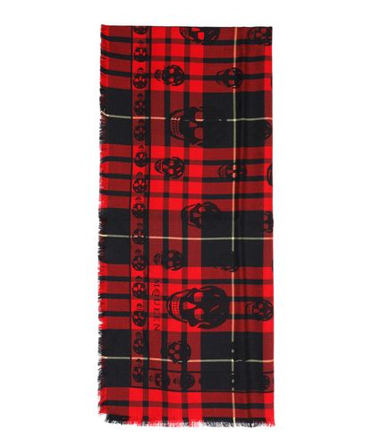 Skull On Tartan Wool scarf - Alexander McQueen - Modalova