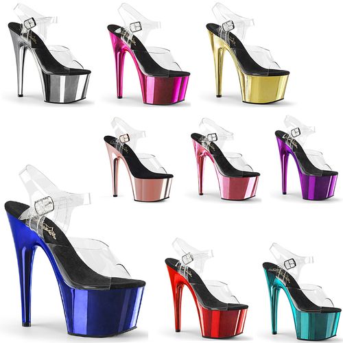 Sandale plateforme talon de 17 cm - Pointure : 35 - Couleur : Bleu roi chromé - Pleaser - Modalova