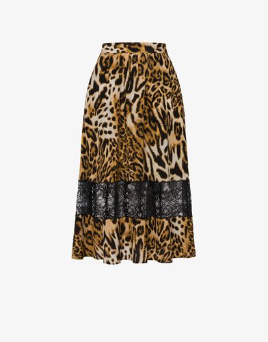 Leopard Print Crepe De Chine Skirt - Boutique Moschino - Modalova