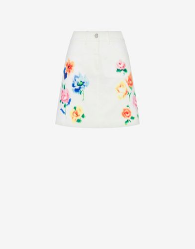 Flower Chiné Cotton Gabardine Mini Skirt - Boutique Moschino - Modalova