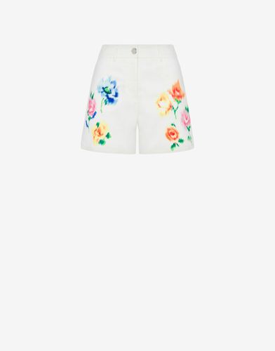 Flower Chiné Cotton Gabardine Shorts - Boutique Moschino - Modalova