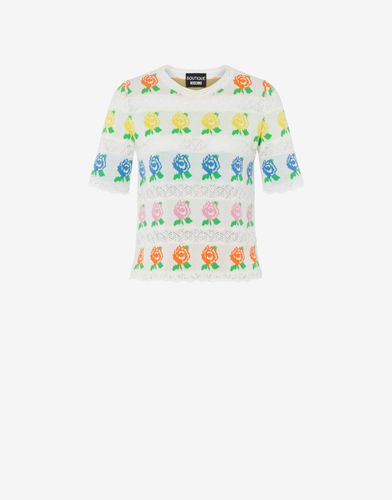 Flower Jacquard Cotton Sweater - Boutique Moschino - Modalova