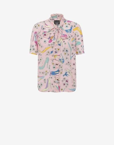 Camisa De Crepe De China Heels & Flowers - Boutique Moschino - Modalova