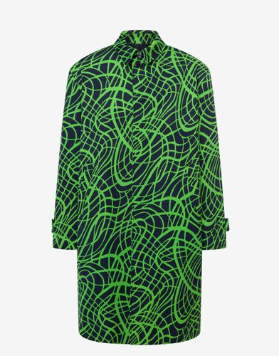 Wave Line Print Wool And Viscose Trench Coat - Moschino - Modalova