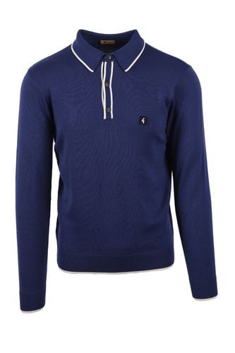 Lineker Long Sleeved Knitted Polo Storm Size: SIZ - Gabicci Vintage - Modalova