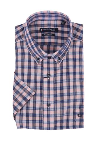 Regular Fit Short Sleeve Shirt Blue Pink Check Size: SIZE M - Giordano - Modalova