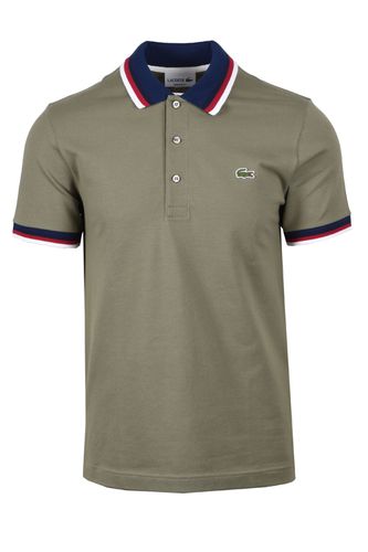 Pique Contrast Collar Polo Khaki Size: SIZE 4 (M) - Lacoste - Modalova