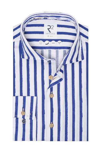 Long Sleeved Linen Shirt & White Stripe Size: 15.5/39 - R2 - Modalova