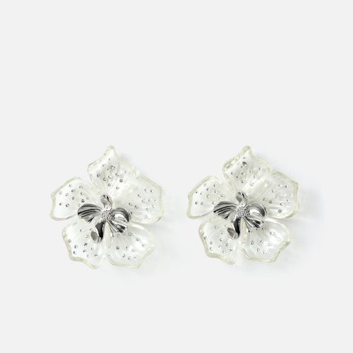 Genasia pendientes flor transparente grandes con detalles brillantes - MISAKO - Modalova