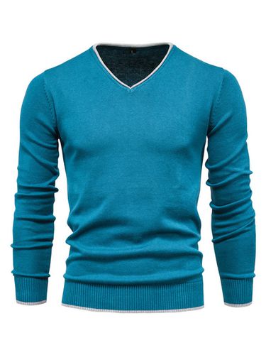 Suéteres pulóver de manga larga con cuello en V para hombre - milanoo.com - Modalova