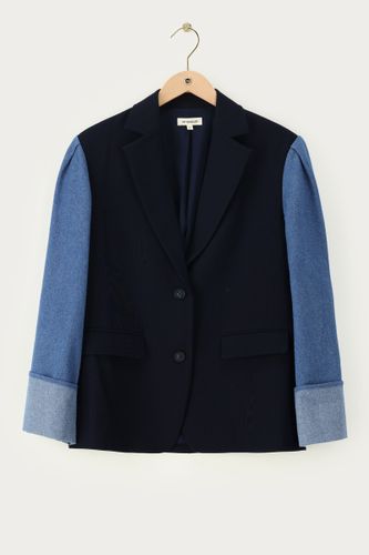 Blazer foncé oversize avec manches en denim | - My jewellery - Modalova