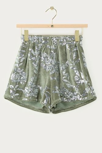 Grüne Samt-Shorts mit Pailletten | - My jewellery - Modalova