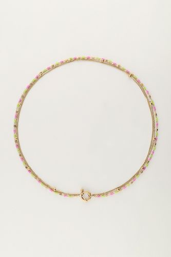 Dreifach-Kette mit grünen&pinken Perlen | - My jewellery - Modalova