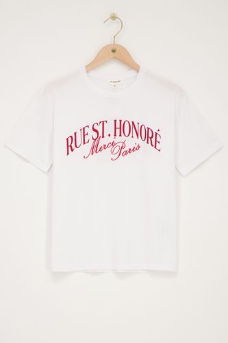 Weißes T-Shirt mit rotem"Rue st. honoré"| - My jewellery - Modalova