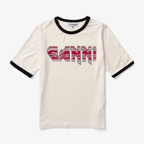 Light Stretch Jersey Fitted T-shirt - Ganni - Modalova