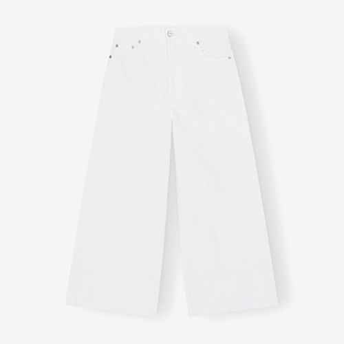 Ganni White Denim Cropped Jeans - Ganni - Modalova