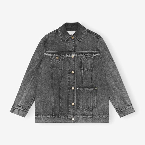 Snow Washed Denim Oversized Jacket - Ganni - Modalova