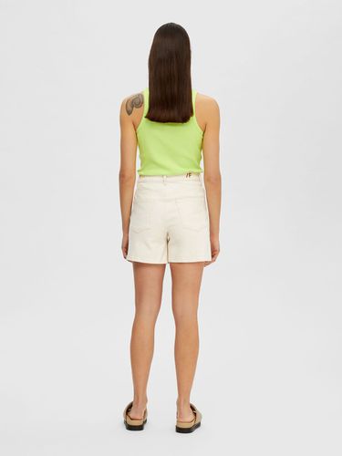 High-waisted White Denim Shorts - Selected - Modalova