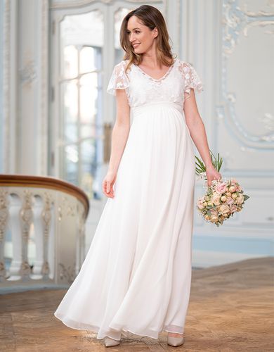 Lace & Silk Chiffon Maxi Maternity & Nursing Bridal Gown - Seraphine - Modalova