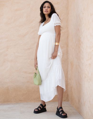 White Shirred Maternity Maxi Dress - Seraphine - Modalova