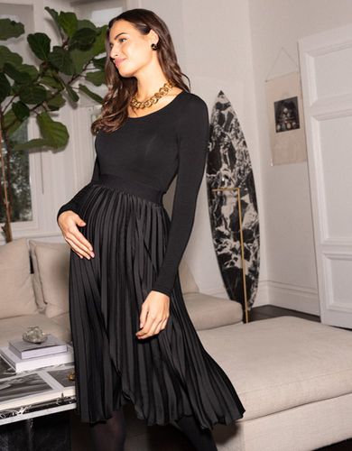 Black Pleated Maternity Midi Skirt - Seraphine - Modalova