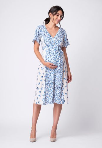 Blue & White Floral Maternity & Nursing Dress - Seraphine - Modalova