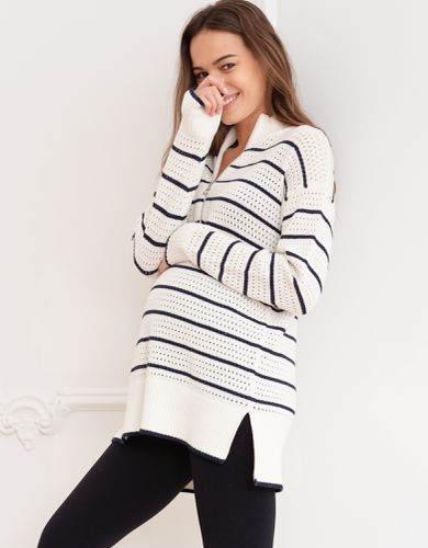 Textured Stripe Cotton Maternity & Nursing Jumper - Seraphine - Modalova