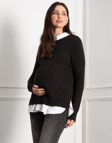 Knit Maternity & Nursing Jumper with Woven Shirt - Seraphine - Modalova