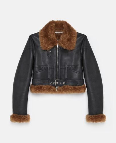 Kurze Bikerjacke aus Teddy Stoff, Frau, , Größe: 40 - Stella McCartney - Modalova