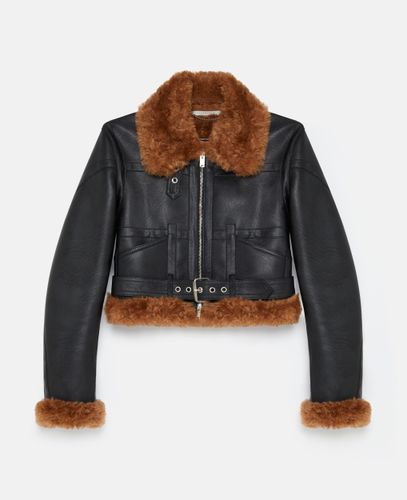 Kurze Bikerjacke aus Teddy Stoff, Frau, , Größe: 36 - Stella McCartney - Modalova